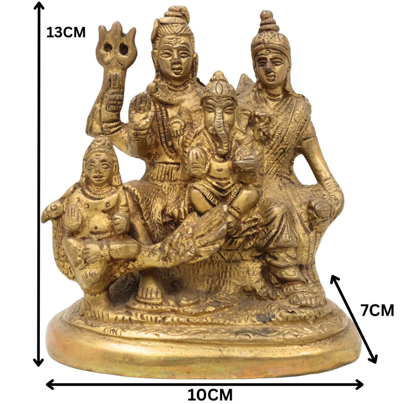 Brass Shiv Pariwar Sculpture With Parwati, Ganesha, Shiva And Lingam | Shiv Pariwar | Shivaparivar | Shivparivar Murti, Multicolor, 5 Inch, 1 Piece
