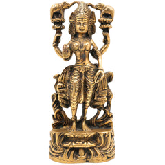 Handcrafted Brass Gaja Lakshmi Idol – Lakshmi Devi with Elephants | Gajalakshmi | Kamala | Padma | Prosperity & Wealth Murti for Pooja, Home Temple & Decor, Gold, 8.5 Inch, 1 Piece