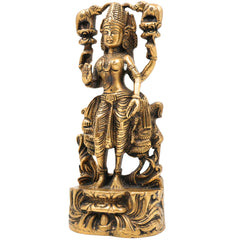 Handcrafted Brass Gaja Lakshmi Idol – Lakshmi Devi with Elephants | Gajalakshmi | Kamala | Padma | Prosperity & Wealth Murti for Pooja, Home Temple & Decor, Gold, 8.5 Inch, 1 Piece