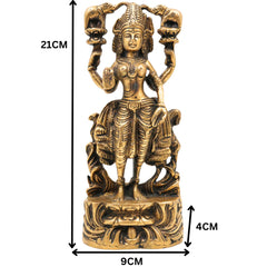Handcrafted Brass Gaja Lakshmi Idol – Lakshmi Devi with Elephants | Gajalakshmi | Kamala | Padma | Prosperity & Wealth Murti for Pooja, Home Temple & Decor, Gold, 8.5 Inch, 1 Piece