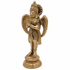 Brass Garuda Vahana Idol – Suparna Pakshiraja Vishnu Vahana Murti for Home Temple Pooja Decor,Gold, 8 Inch, 1 Piece