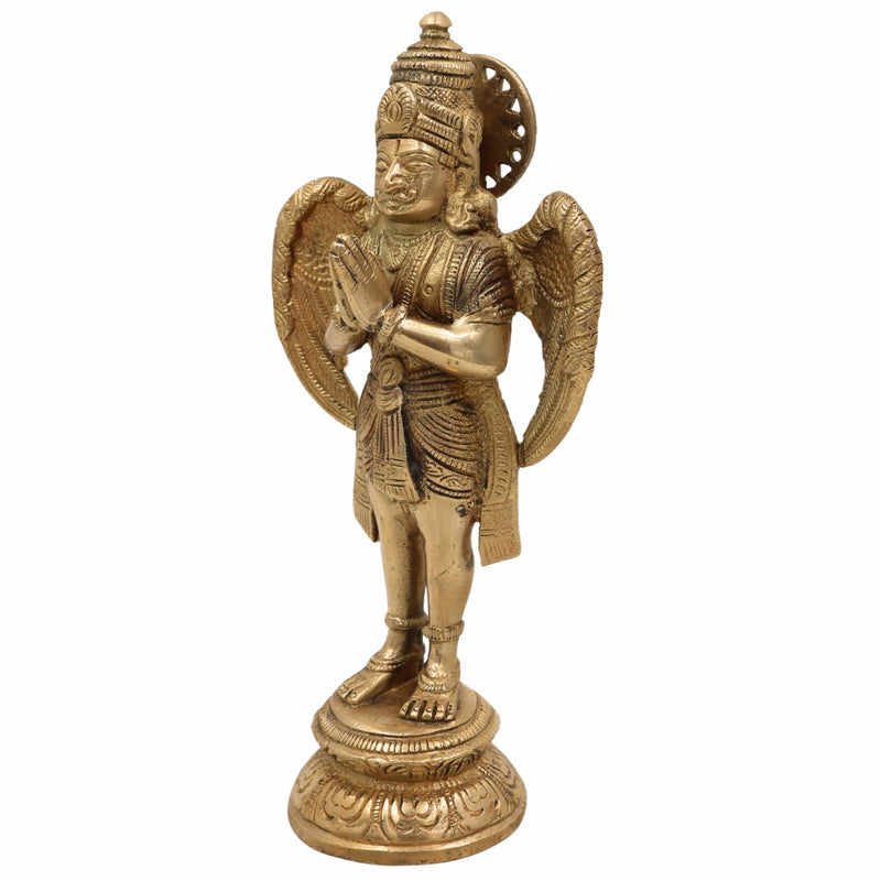 Brass Garuda Vahana Idol – Suparna Pakshiraja Vishnu Vahana Murti for Home Temple Pooja Decor,Gold, 8 Inch, 1 Piece