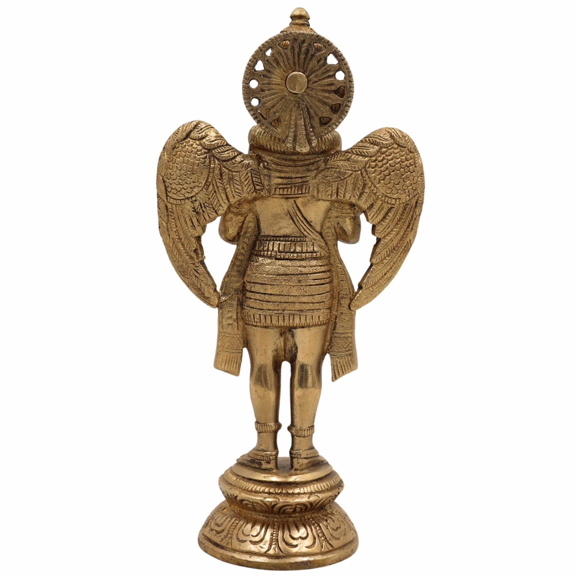 Brass Garuda Vahana Idol – Suparna Pakshiraja Vishnu Vahana Murti for Home Temple Pooja Decor,Gold, 8 Inch, 1 Piece