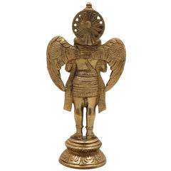 Brass Garuda Vahana Idol – Suparna Pakshiraja Vishnu Vahana Murti for Home Temple Pooja Decor,Gold, 8 Inch, 1 Piece