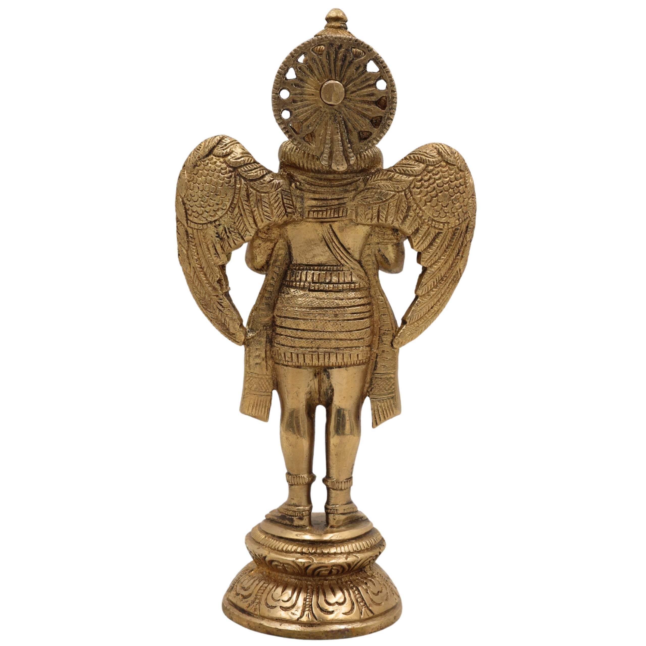Brass Garuda Vahana Idol – Suparna Pakshiraja Vishnu Vahana Murti for Home Temple Pooja Decor,Gold, 8 Inch, 1 Piece