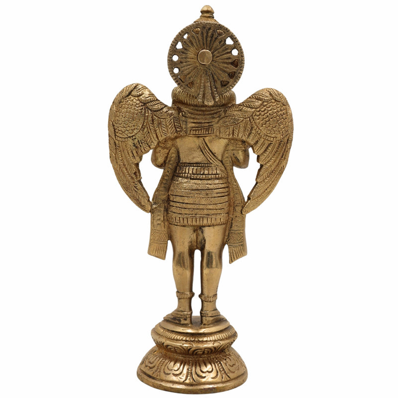 Brass Garuda Vahana Idol – Suparna Pakshiraja Vishnu Vahana Murti for Home Temple Pooja Decor,Gold, 8 Inch, 1 Piece