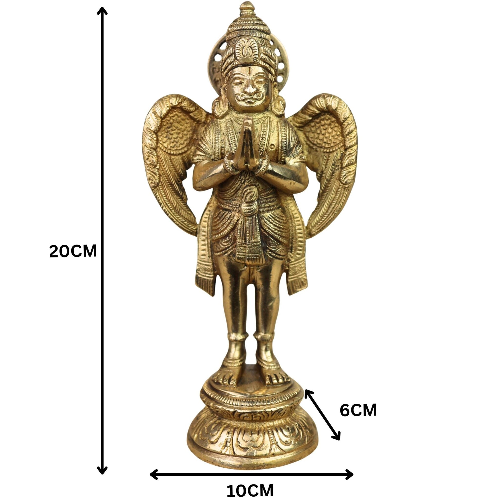 Brass Garuda Vahana Idol – Suparna Pakshiraja Vishnu Vahana Murti for Home Temple Pooja Decor,Gold, 8 Inch, 1 Piece