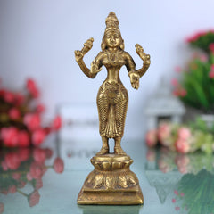 Handcrafted Mahalakshmi Brass Idol | Pital Laxmi Murti | Ashta Lakshmi Vigraham for Pooja, Home Temple & Gifts, Gold, 3 Inch, 1 Piece