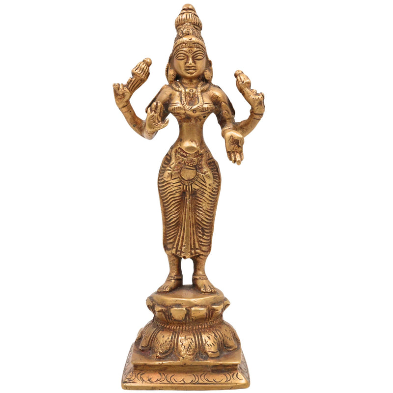 Handcrafted Mahalakshmi Brass Idol | Pital Laxmi Murti | Ashta Lakshmi Vigraham for Pooja, Home Temple & Gifts, Gold, 3 Inch, 1 Piece