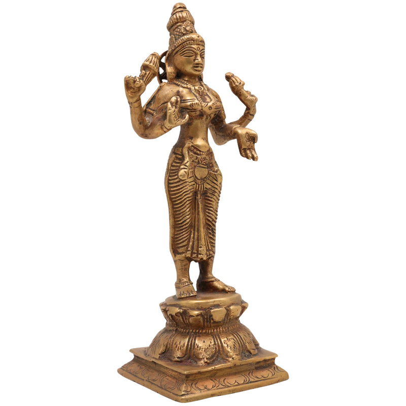 Handcrafted Mahalakshmi Brass Idol | Pital Laxmi Murti | Ashta Lakshmi Vigraham for Pooja, Home Temple & Gifts, Gold, 3 Inch, 1 Piece