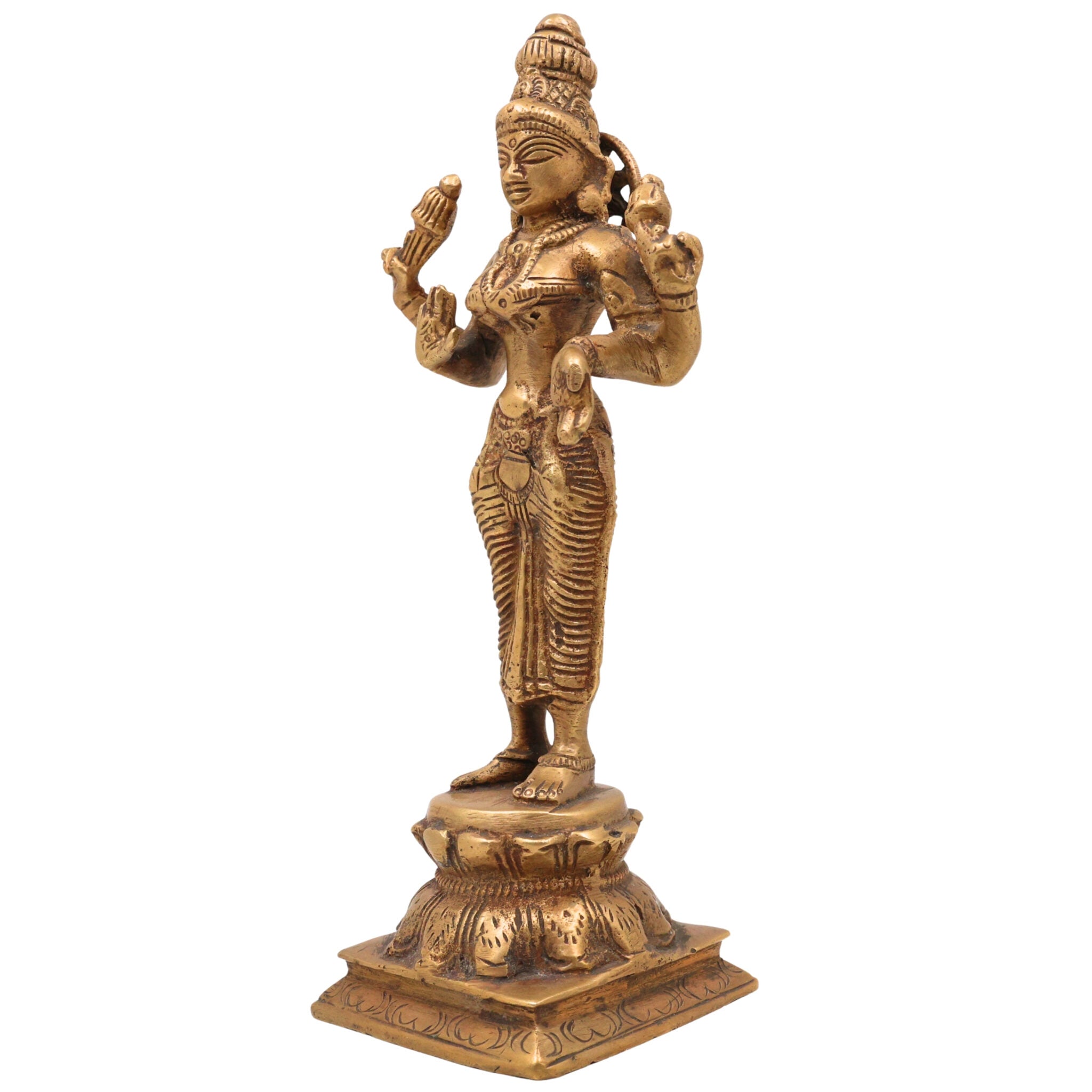 Handcrafted Mahalakshmi Brass Idol | Pital Laxmi Murti | Ashta Lakshmi Vigraham for Pooja, Home Temple & Gifts, Gold, 3 Inch, 1 Piece