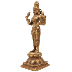 Handcrafted Mahalakshmi Brass Idol | Pital Laxmi Murti | Ashta Lakshmi Vigraham for Pooja, Home Temple & Gifts, Gold, 3 Inch, 1 Piece