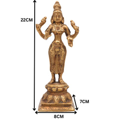 Handcrafted Mahalakshmi Brass Idol | Pital Laxmi Murti | Ashta Lakshmi Vigraham for Pooja, Home Temple & Gifts, Gold, 3 Inch, 1 Piece