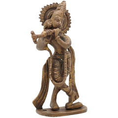 Brass Lord Krishna Idol | Bal Gopal, Govinda, Kanha, Murli Manohar, Shyamsundar, Banke Bihari Murti for Puja, Home Temple & Decor, Gold, 6.5 Inch, 1 Piece