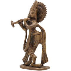 Brass Lord Krishna Idol | Bal Gopal, Govinda, Kanha, Murli Manohar, Shyamsundar, Banke Bihari Murti for Puja, Home Temple & Decor, Gold, 6.5 Inch, 1 Piece