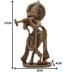 Brass Lord Krishna Idol | Bal Gopal, Govinda, Kanha, Murli Manohar, Shyamsundar, Banke Bihari Murti for Puja, Home Temple & Decor, Gold, 6.5 Inch, 1 Piece