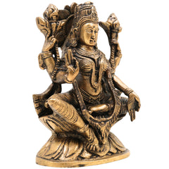 Handcrafted Brass Mahalakshmi Idol – Shri Laxmi | Gajalakshmi | Padmavati | Ashta Lakshmi Murti for Pooja, Home Temple & Gift,Gold, 3.5 Inch, 1 Piece