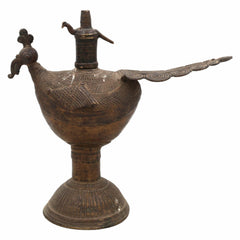 Handcrafted Brass Deepalakshmi Kuthuvilakku | Traditional Pittal Diya Deepam Vilakku Idol for Pooja | Lakshmi Samai Oil Lamp,Gold, 7 Inch, 1 Piece