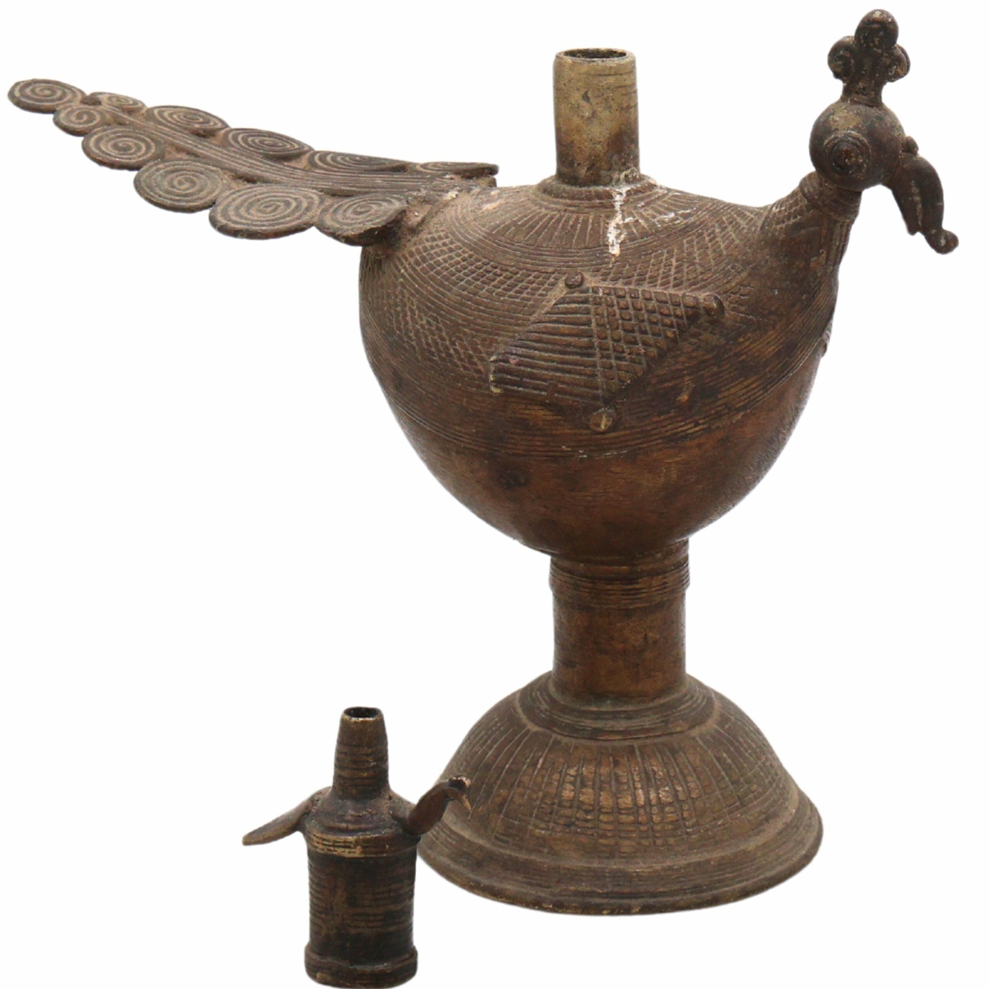 Handcrafted Brass Deepalakshmi Kuthuvilakku | Traditional Pittal Diya Deepam Vilakku Idol for Pooja | Lakshmi Samai Oil Lamp,Gold, 7 Inch, 1 Piece