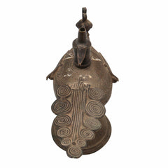 Handcrafted Brass Deepalakshmi Kuthuvilakku | Traditional Pittal Diya Deepam Vilakku Idol for Pooja | Lakshmi Samai Oil Lamp,Gold, 7 Inch, 1 Piece