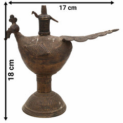 Handcrafted Brass Deepalakshmi Kuthuvilakku | Traditional Pittal Diya Deepam Vilakku Idol for Pooja | Lakshmi Samai Oil Lamp,Gold, 7 Inch, 1 Piece