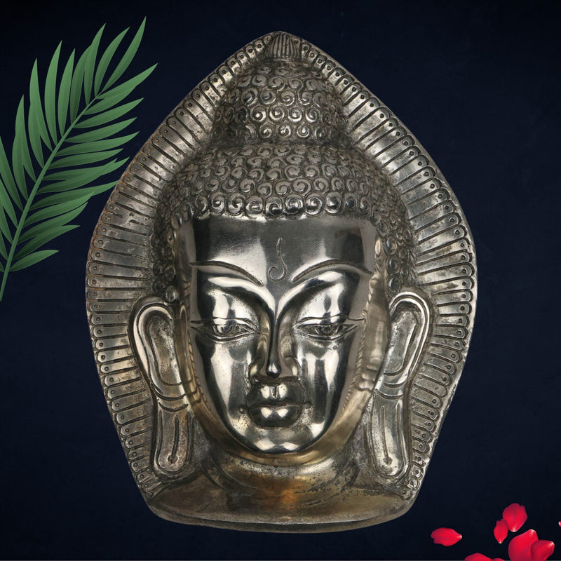 Big Buddha Mask | Buddha Wall Hanging, Silver, 11 Inch, 1 Piece