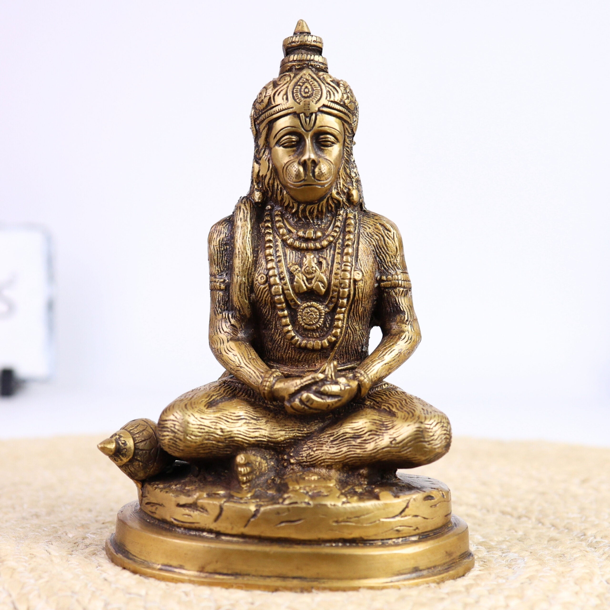 Brass Hanuman Idol for Home Temple – Anjaneya | Bajrangbali | Pawan Putra | Mahavira Murti for Pooja, Decor & Gift (20cm, 1.6KG),Gold, 8 Inch, 1 Piece