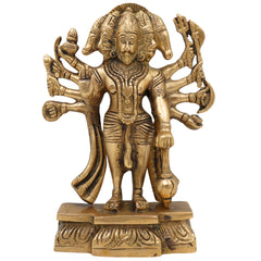 Panchmukhi Hanuman Brass Idol – Bajrang Bali Maruti Anjaneya Murti | Vastu Pooja Statue | Pavanputra Peetal Ram Bhakt Mahavira Sculpture for Home Temple Decor & Gift, Gold, 8 Inch, 1 Piece