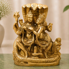 Brass Shiva Parvati Idol, Ardhnarishwar Gauri Shankar Murti, Uma Maheshwar Shiv Shakti Statue for Puja, Home Decor & Gifts,Gold, 10 Inch, 1 Piece