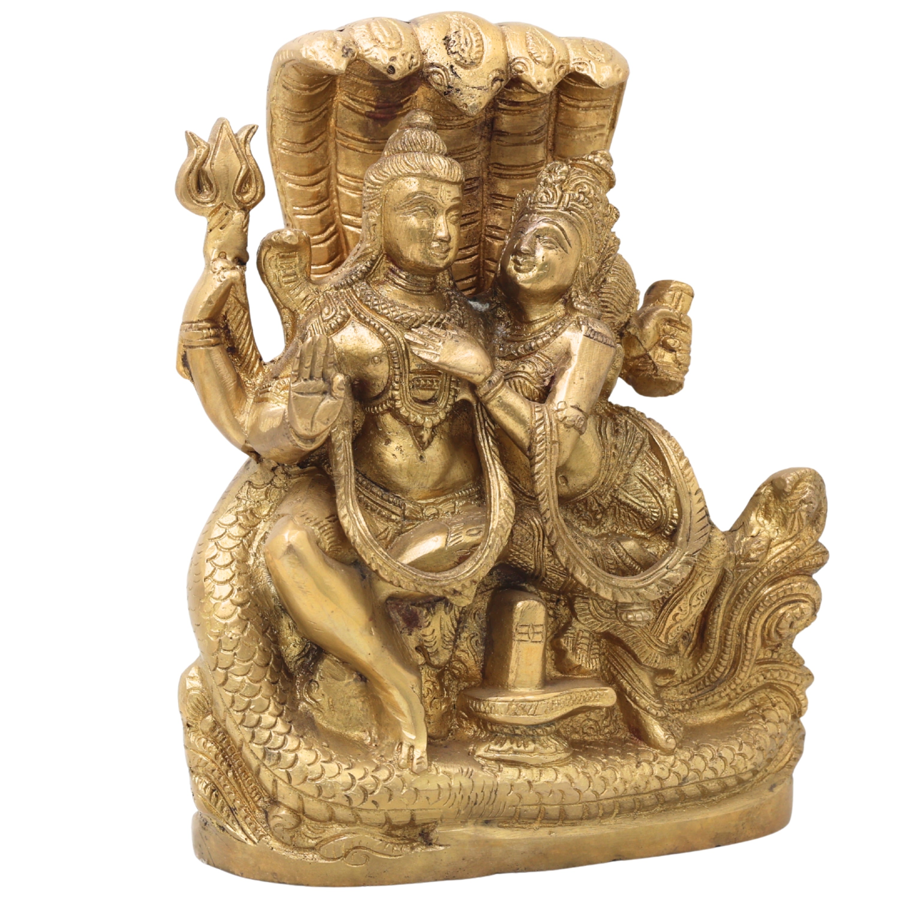 Brass Shiva Parvati Idol, Ardhnarishwar Gauri Shankar Murti, Uma Maheshwar Shiv Shakti Statue for Puja, Home Decor & Gifts,Gold, 10 Inch, 1 Piece