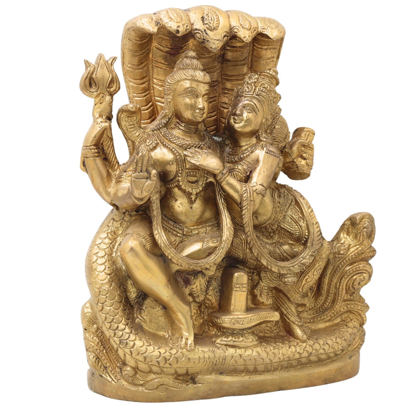 Brass Shiva Parvati Idol, Ardhnarishwar Gauri Shankar Murti, Uma Maheshwar Shiv Shakti Statue for Puja, Home Decor & Gifts,Gold, 10 Inch, 1 Piece