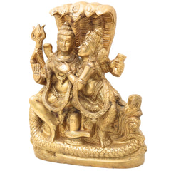 Brass Shiva Parvati Idol, Ardhnarishwar Gauri Shankar Murti, Uma Maheshwar Shiv Shakti Statue for Puja, Home Decor & Gifts,Gold, 10 Inch, 1 Piece