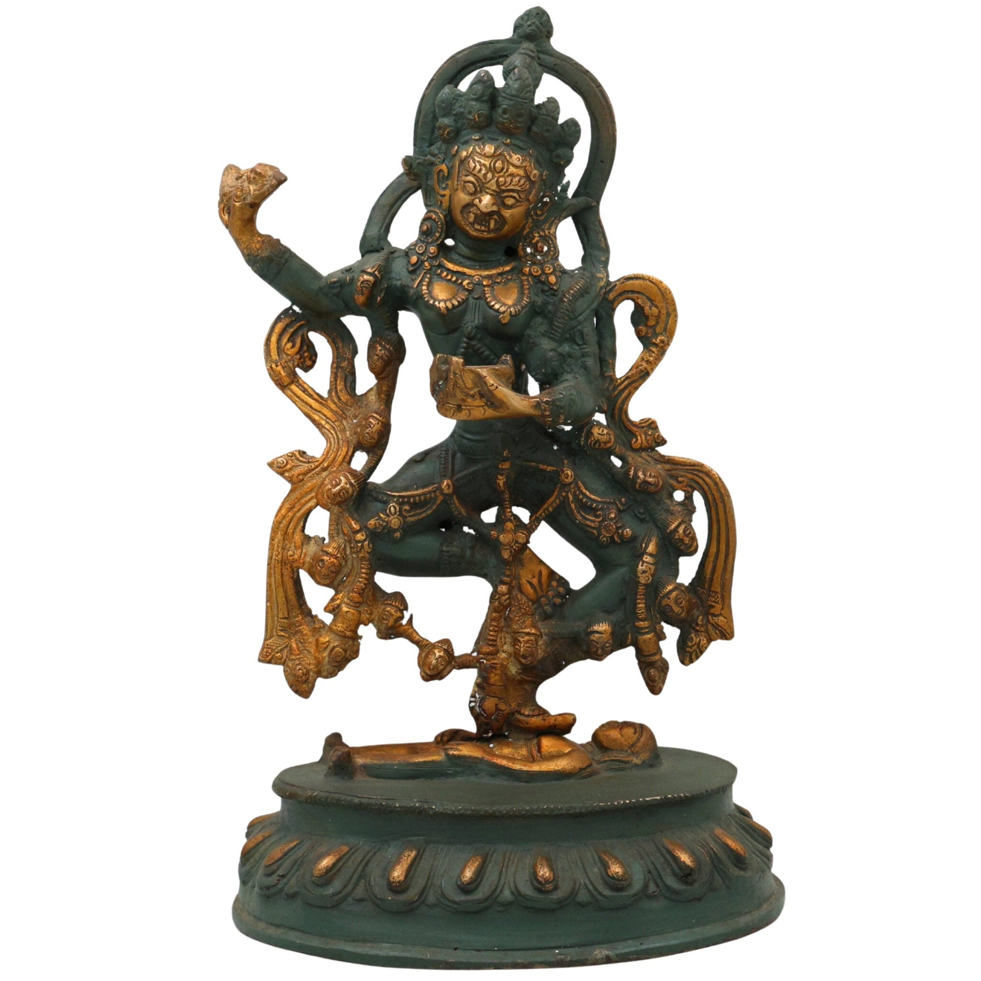 Brass Kali Idol | Buddhist Vajrayogini | Krodha Kali |Brass Maha Kali| Goddess Kali Statue | Kali Murti | Kali Statue Brass | Guhyakali, Multicolor, 14 Inch, 1 Piece