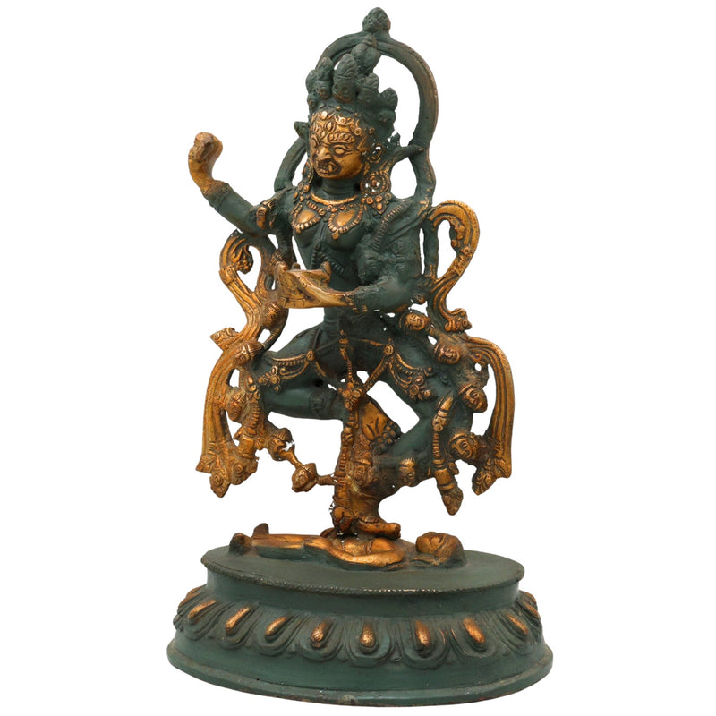 Brass Kali Idol | Buddhist Vajrayogini | Krodha Kali |Brass Maha Kali| Goddess Kali Statue | Kali Murti | Kali Statue Brass | Guhyakali, Multicolor, 14 Inch, 1 Piece