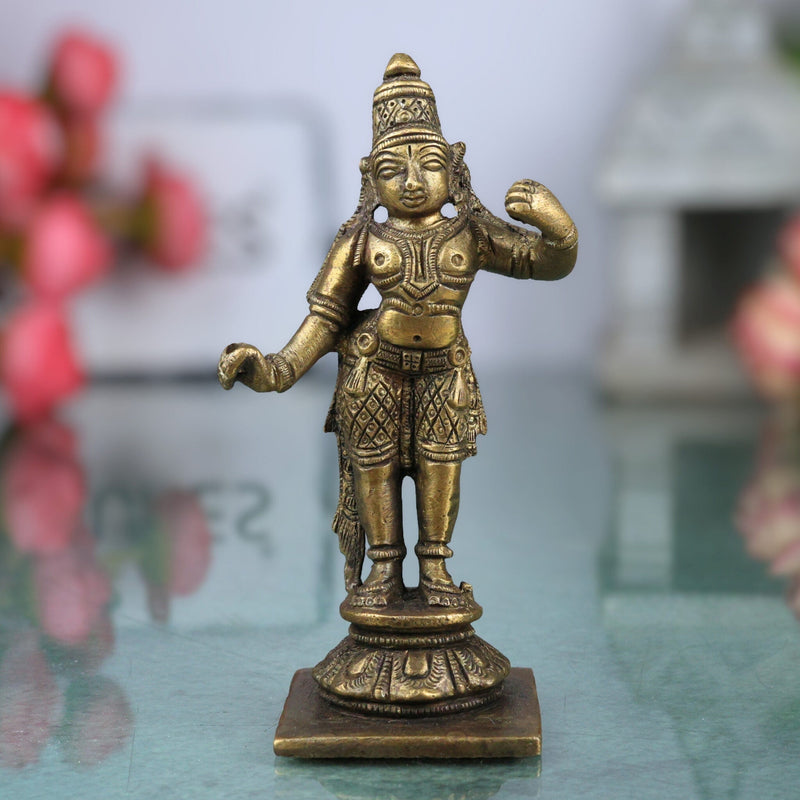 Brass Sri Ram Idol, Shree Rama Murti, Pital Ramachandra Statue, Kodanda Rama Vigraham, Handmade Hindu God Ram Idol,Gold, 4.5 Inch, 1 Piece