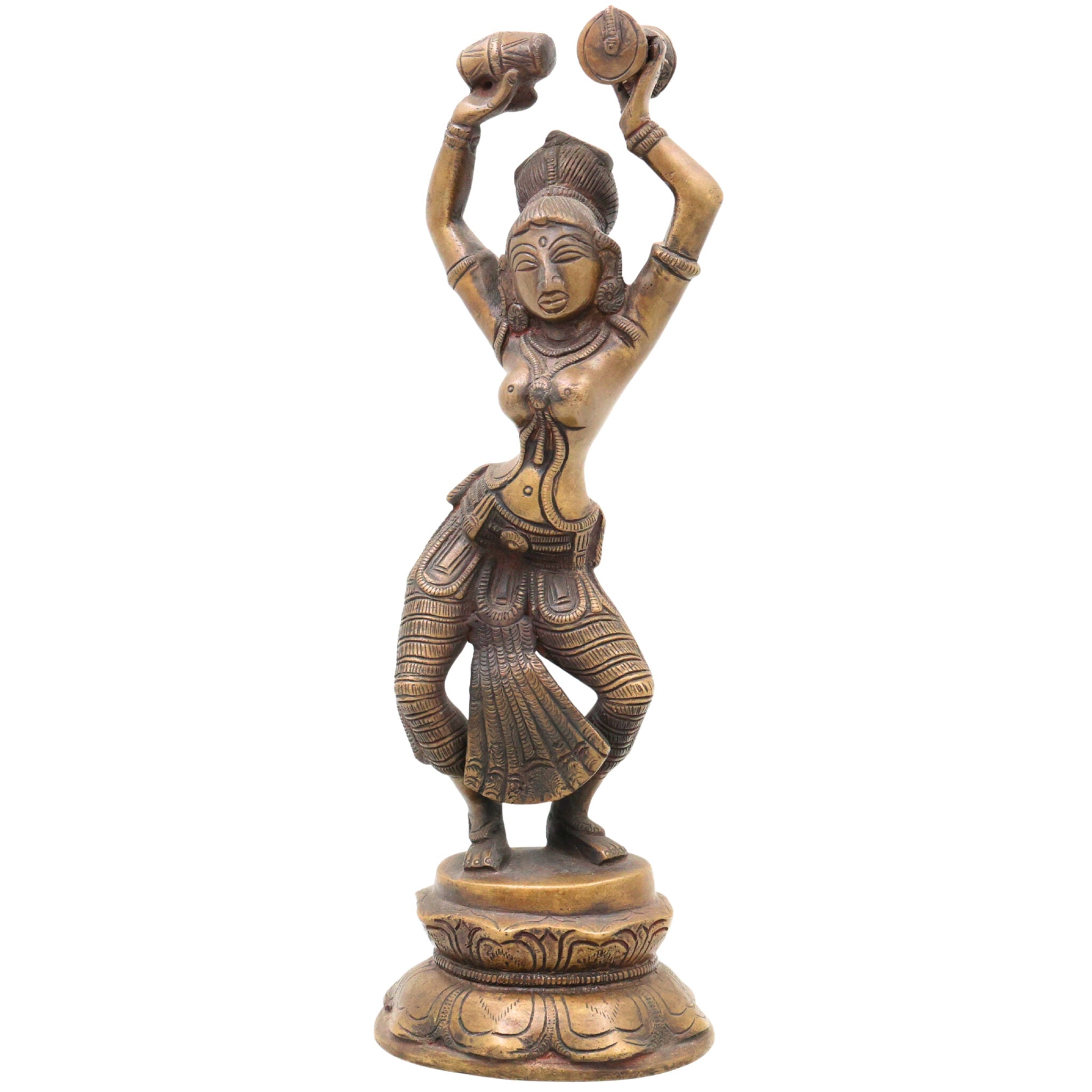 Brass Dancing Apsara Idol | Dancing Lady Showpieces | Apsara | Brass Apsara Idol | Dancing Girl, Gold, 11.5 Inch, 1 Piece