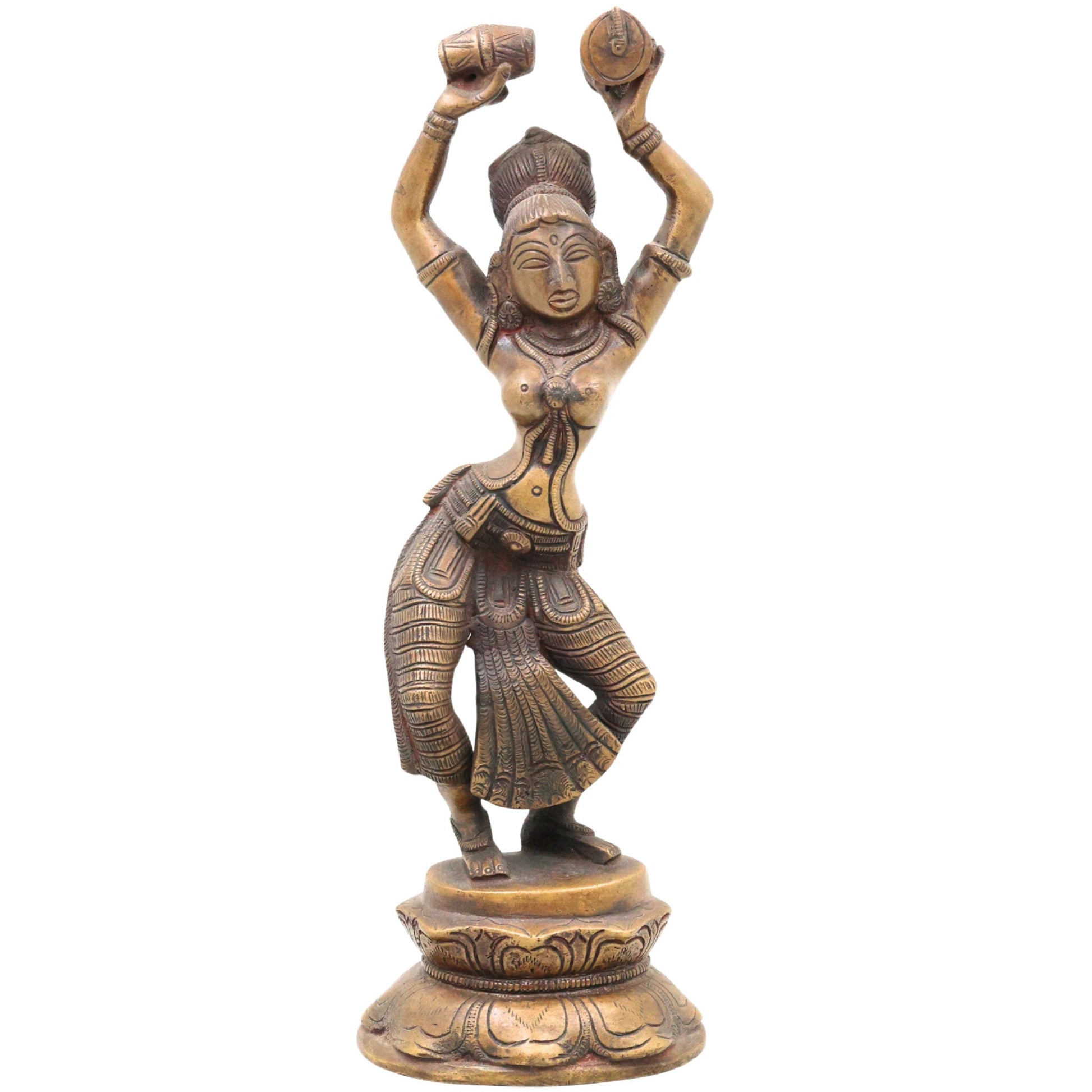 Brass Dancing Apsara Idol | Dancing Lady Showpieces | Apsara | Brass Apsara Idol | Dancing Girl, Gold, 11.5 Inch, 1 Piece