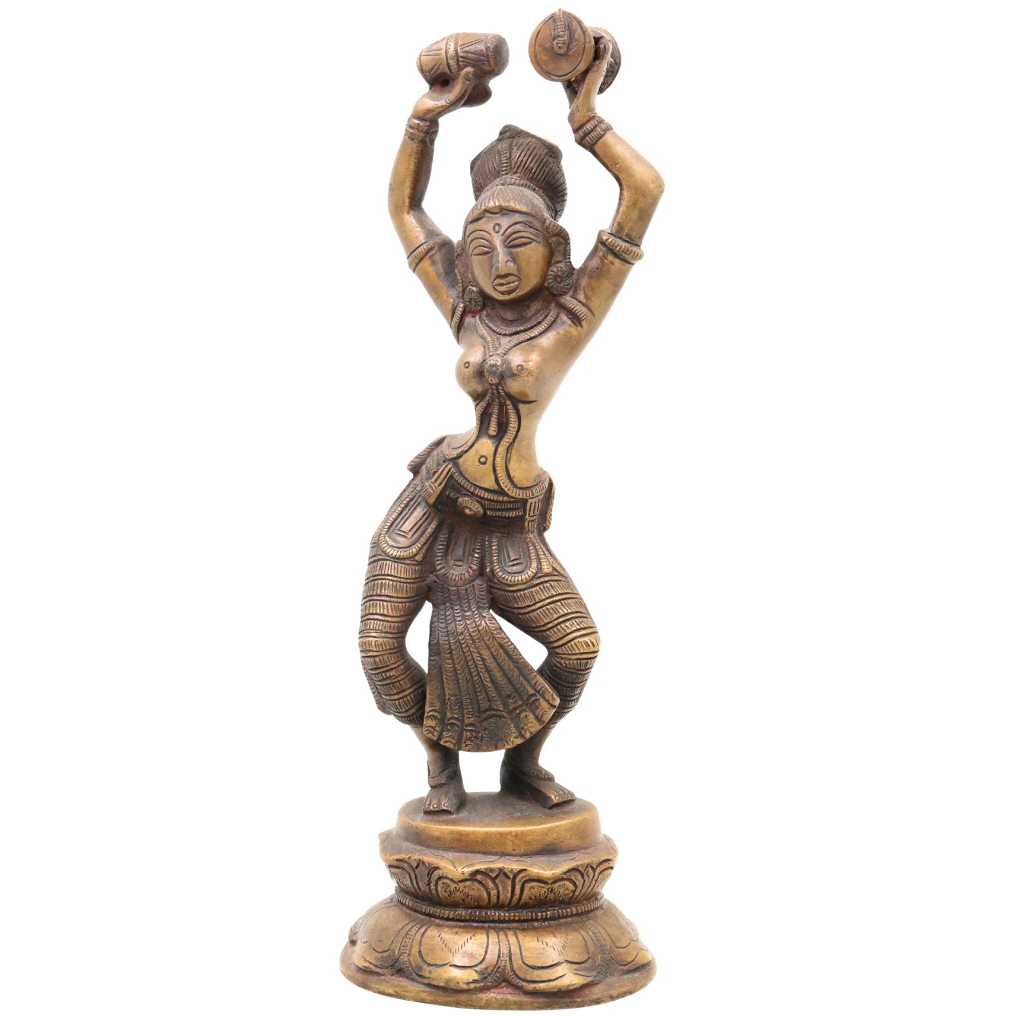 Brass Dancing Apsara Idol | Dancing Lady Showpieces | Apsara | Brass Apsara Idol | Dancing Girl, Gold, 11.5 Inch, 1 Piece