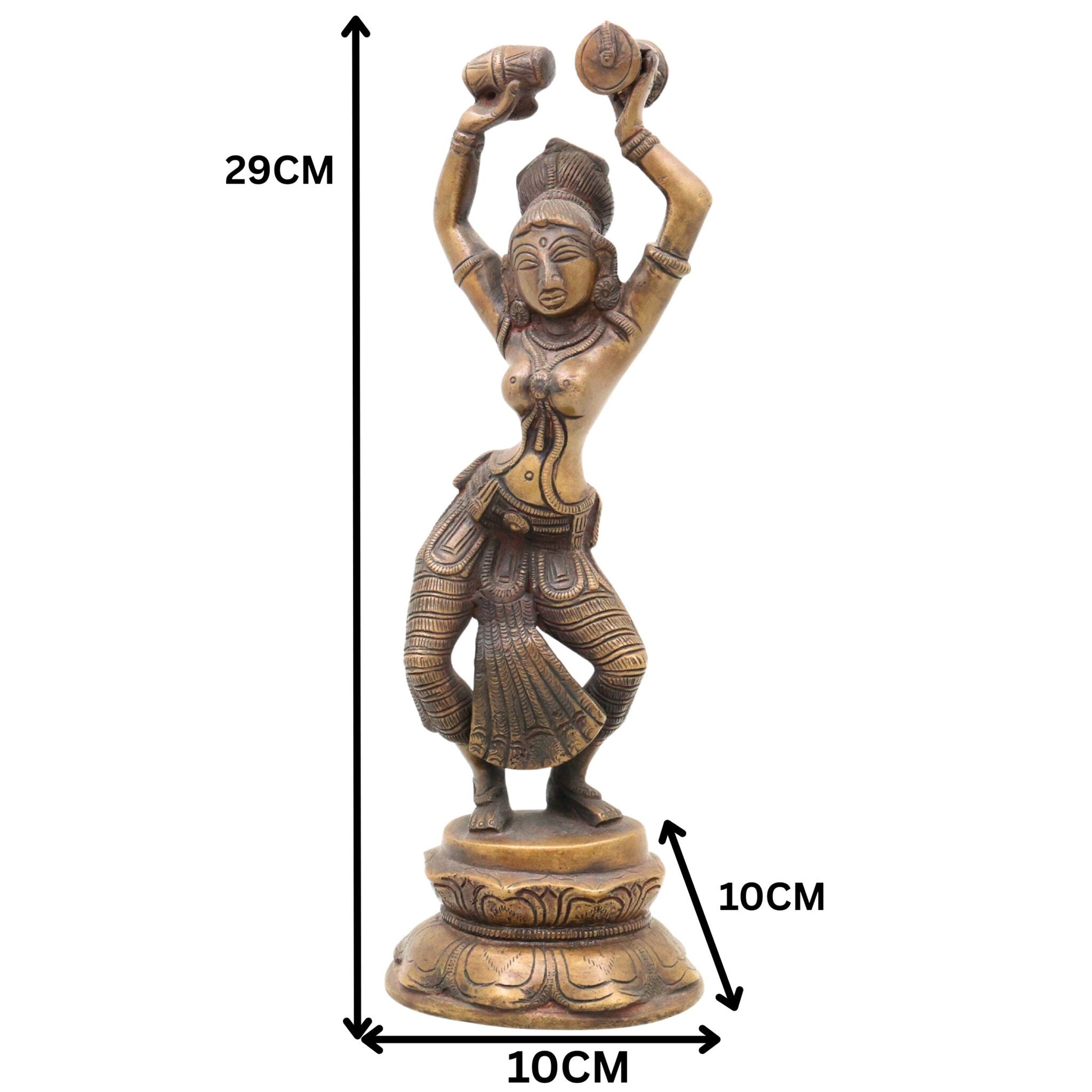 Brass Dancing Apsara Idol | Dancing Lady Showpieces | Apsara | Brass Apsara Idol | Dancing Girl, Gold, 11.5 Inch, 1 Piece