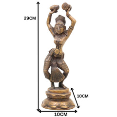 Brass Dancing Apsara Idol | Dancing Lady Showpieces | Apsara | Brass Apsara Idol | Dancing Girl, Gold, 11.5 Inch, 1 Piece