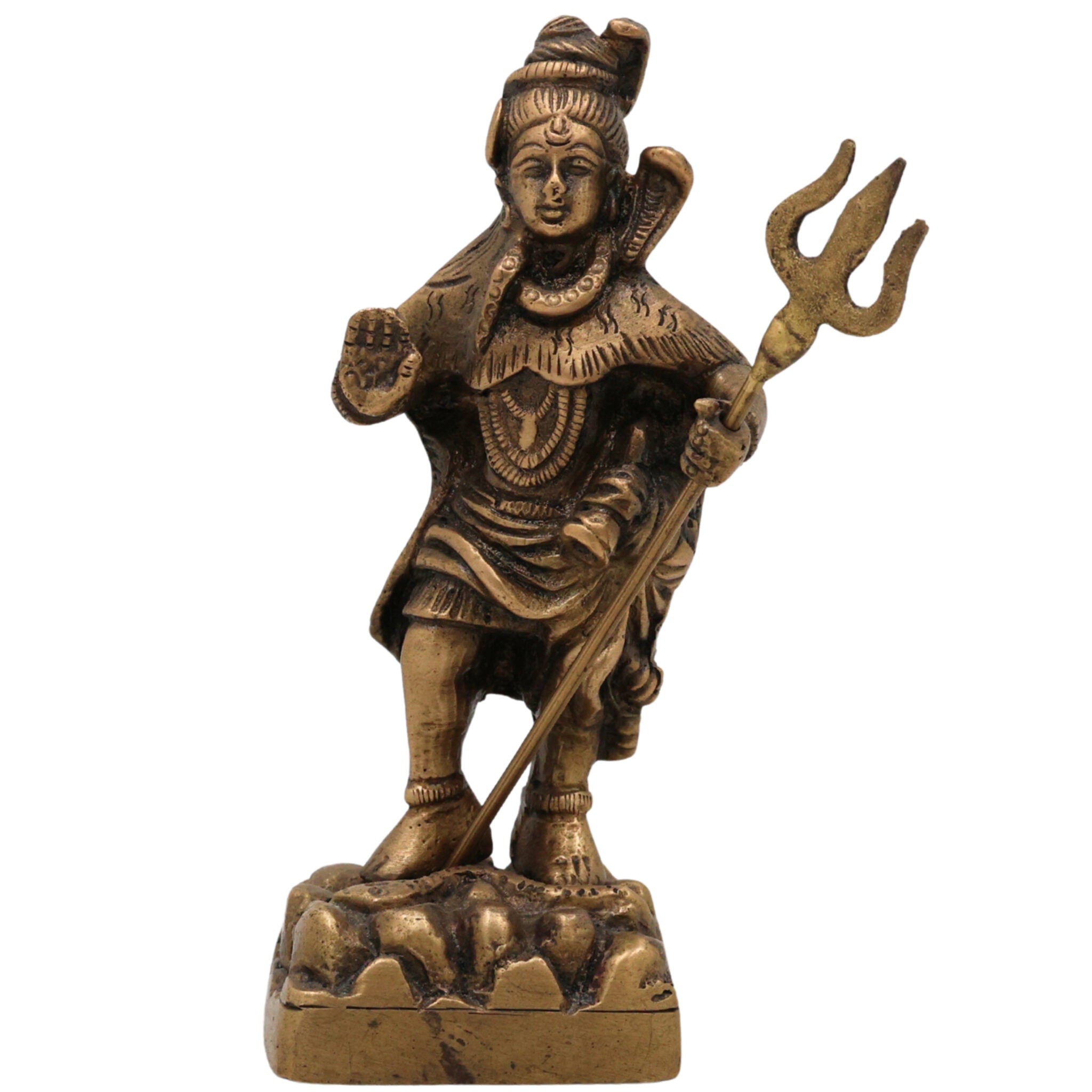 Brass Shiva Statues |Lord Shiv Idol | Shankar Idol | Shiva Brass|Lord Shiva Idols|Shankar Murti For Gift| Shiva Brass Statue| Home Decor | Showpiece, Gold, 4.5 Inch, 1 Piece