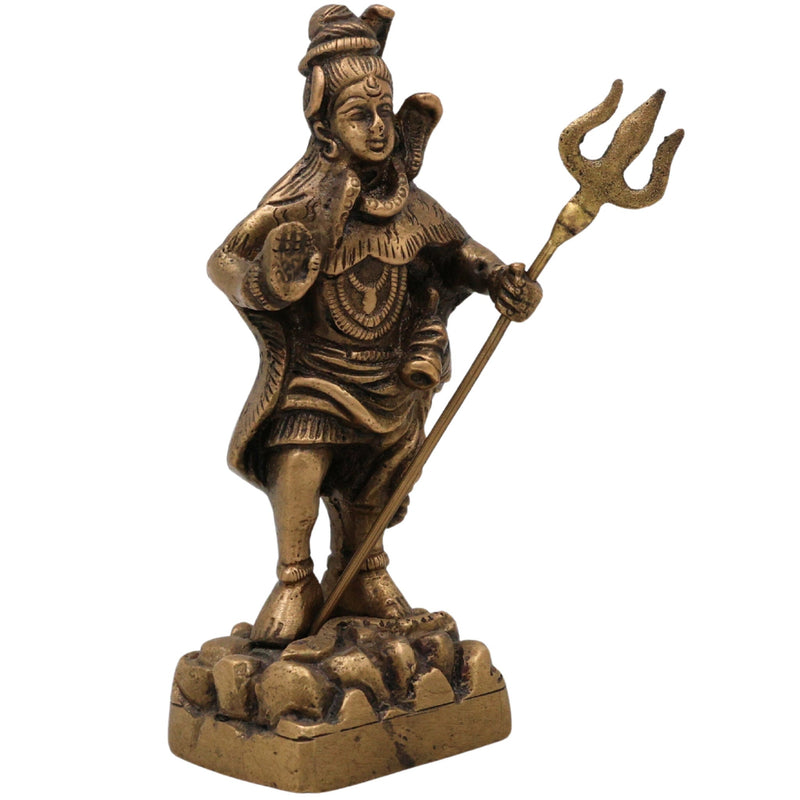 Brass Shiva Statues |Lord Shiv Idol | Shankar Idol | Shiva Brass|Lord Shiva Idols|Shankar Murti For Gift| Shiva Brass Statue| Home Decor | Showpiece, Gold, 4.5 Inch, 1 Piece