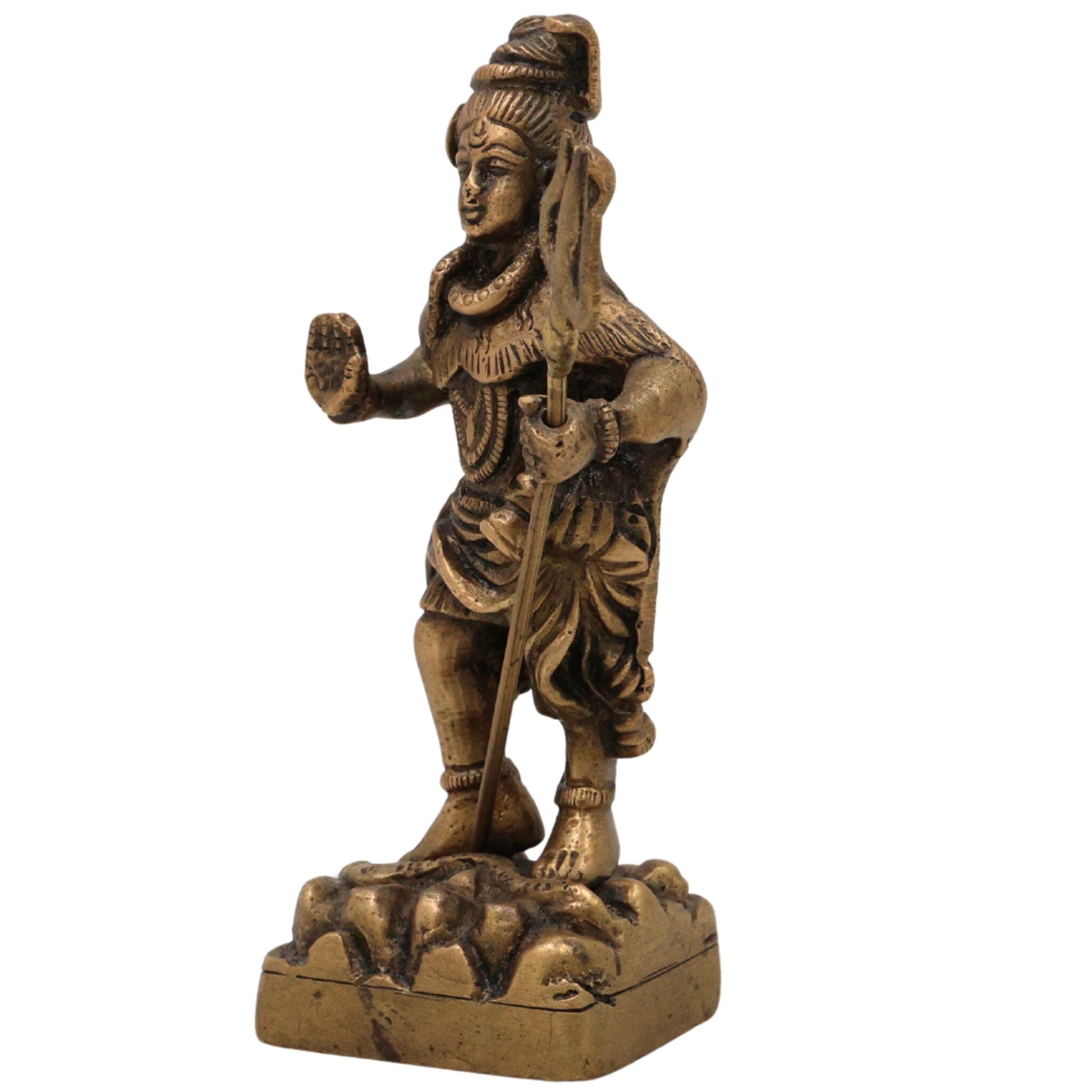 Brass Shiva Statues |Lord Shiv Idol | Shankar Idol | Shiva Brass|Lord Shiva Idols|Shankar Murti For Gift| Shiva Brass Statue| Home Decor | Showpiece, Gold, 4.5 Inch, 1 Piece