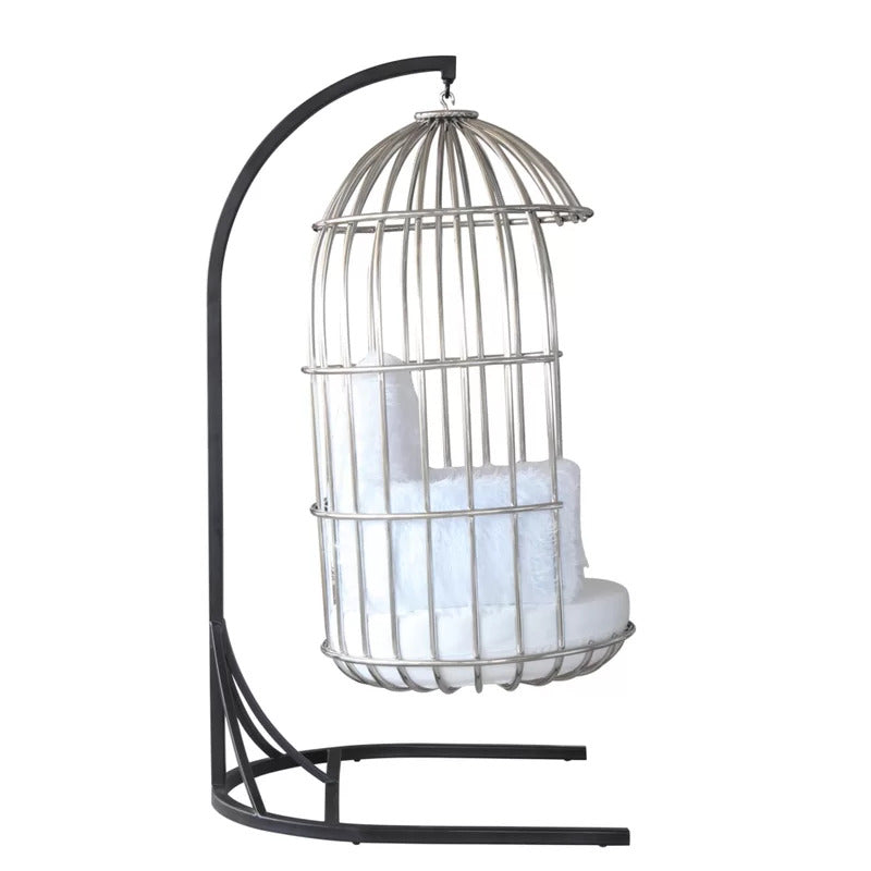 Fino Single Seater Hanging Swing With Stand For Balcony , Garden Swing (Silver)