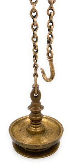 Antique Brass Hanging Lamp Peetal Pital Pittal Ceiling Lantern for Pooja Room, Temple Light Diya,Gold, 7 Inch, 1 Piece
