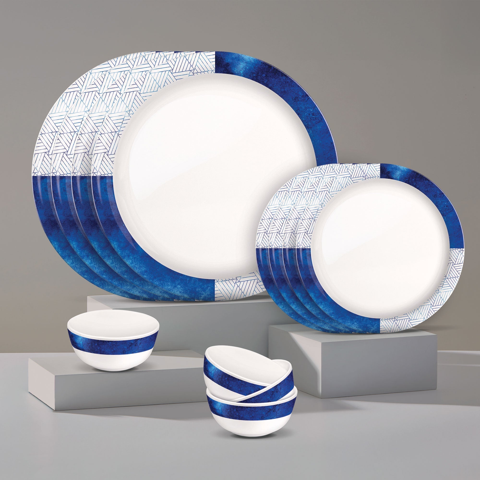 Lissome Dinner Set - Blue Geometry (Melamine)