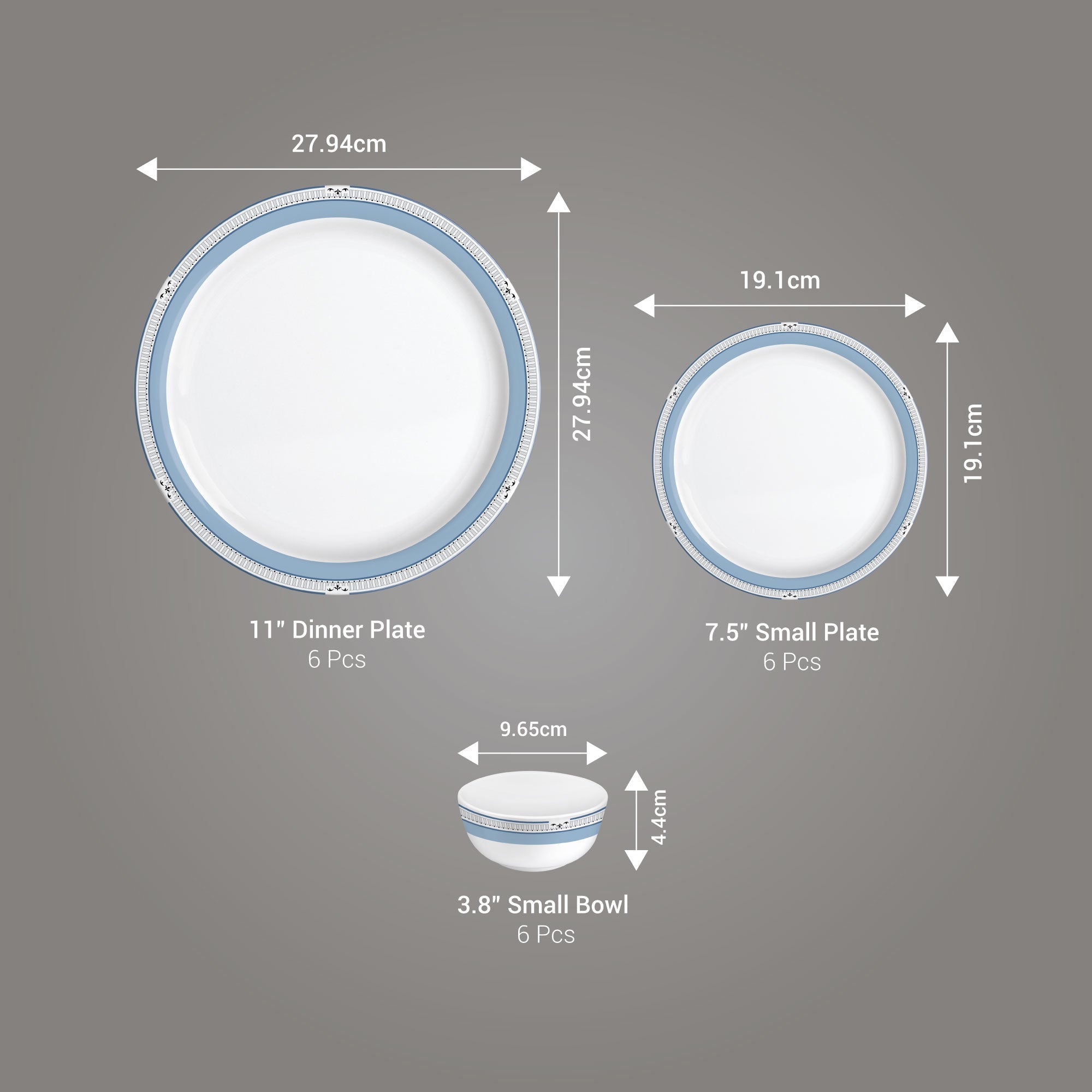 Lissome Dinner Set - Blue Elegance (Melamine)
