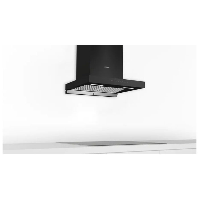 Bosch 60 cm Self Clean Technology glass Kitchen Chimney (HOOD DWBA68H60I,Oil collector Filter technology, Touch Control, Black) (DWBA68H60I)
