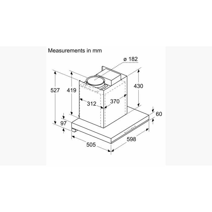 Bosch 60 cm Self Clean Technology glass Kitchen Chimney (HOOD DWBA68H60I,Oil collector Filter technology, Touch Control, Black) (DWBA68H60I)