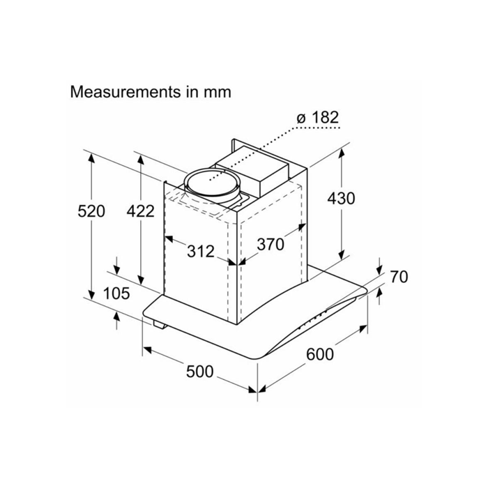 Bosch 60 cm Wall Mounted Chimney Self Clean Series DWHA68G60I